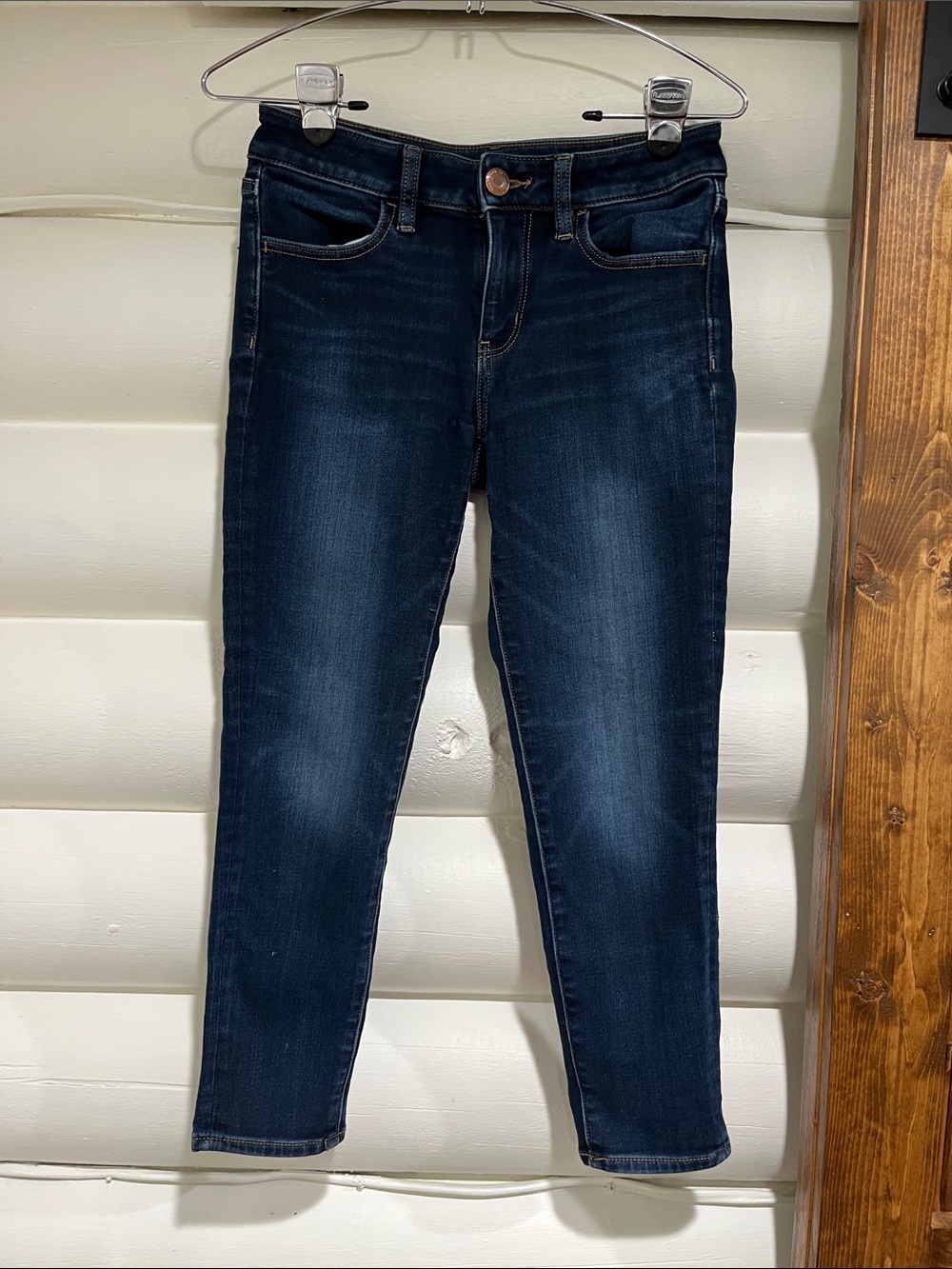 American Eagle Outfitters Dark Indigo Cropped Skinny Jeans